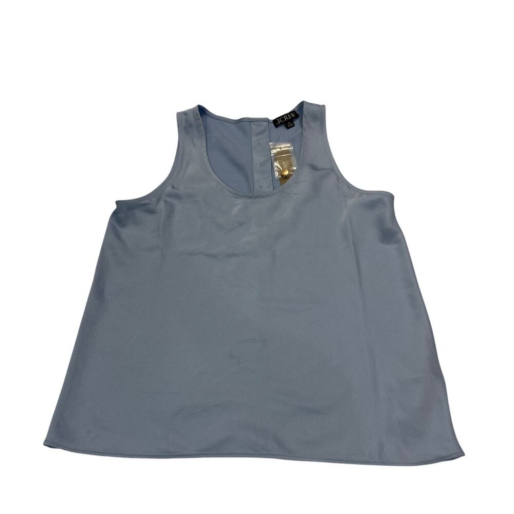 NWT J.Crew Womens XS Blue Sleeveless Satin Feel Top Career Office Minimalist